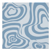 Blauwe Retro Swirl Groovy Y2K Patroon Perfect Poster (Voorkant)