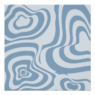 Blauwe Retro Swirl Groovy Y2K Patroon Perfect Poster
