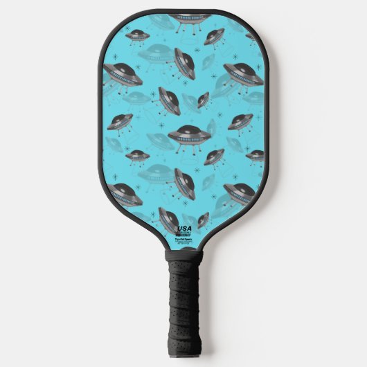 blauwe retro UFO Pickleball Paddle (Voorkant)