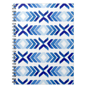 Blauwe Rhombus pijlen Waterverf Patroon Notitieboek