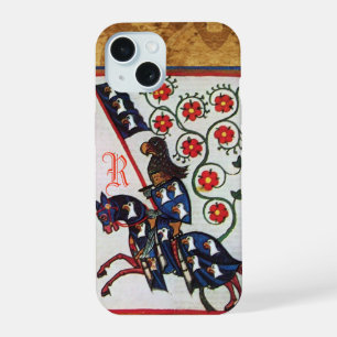 BLAUWE RIDDER MIDDELEEUWSE PERKAMENT MONOGRAM iPhone 15 HOESJE