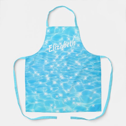 Blauwe rimpelwatertextuur moderne chemische aangep schort (Voorkant)