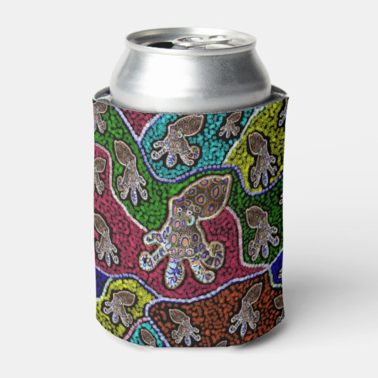 Blauwe Ring Octopus Dot Art Kan Stubby Houder Blikjeskoeler (Blikje Voorkant)