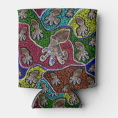 Blauwe Ring Octopus Dot Art Kan Stubby Houder Blikjeskoeler (Voorkant)