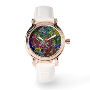 Blauwe Ring Octopus Stippen Kunst, Horloge