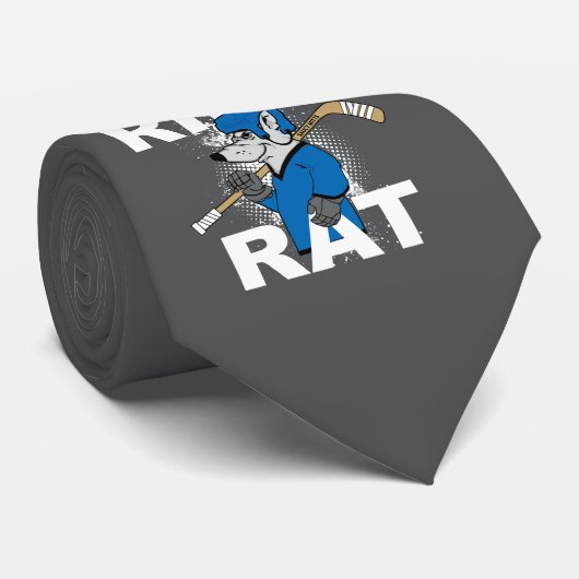 Blauwe Rink Rat Hockey Donkergrijze Das (Opgerold)