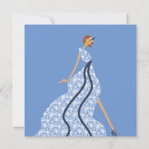Blauwe Ritme Muze Glamour Mode Kunstkaart Kaart