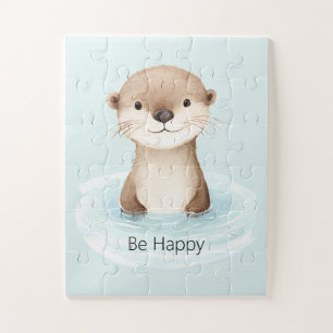 Blauwe Rivier Wees Gelukkig Schattige Otter Legpuzzel