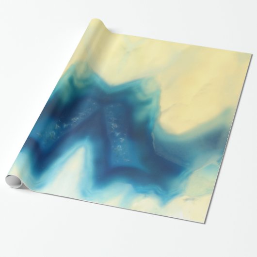 Blauwe roam Agate Geode Gemstone Crystal Patronen Cadeaupapier (Uitgerold)