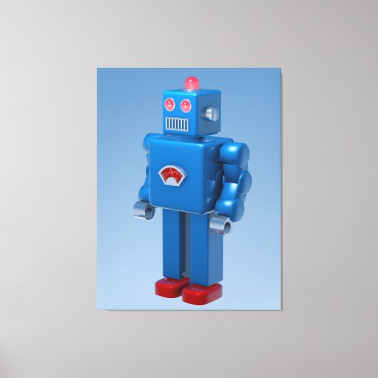 Blauwe robot canvas afdruk (Voorkant)