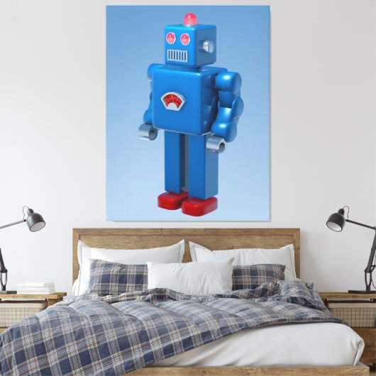 Blauwe robot canvas afdruk (Insitu (Slaapkamer))