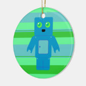 Blauwe robot keramisch ornament (Links)