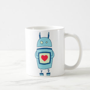 Blauwe robot met hart koffiemok