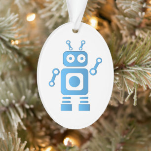 Blauwe robot ornament