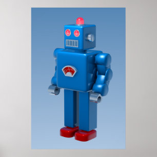 Blauwe robot poster