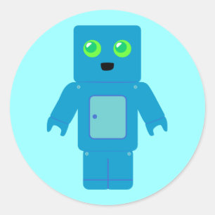 Blauwe robot ronde sticker