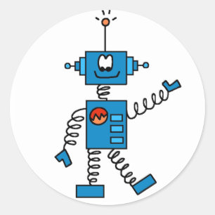 Blauwe robot ronde sticker
