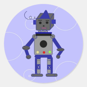 Blauwe robot ronde sticker