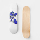 Blauwe robot voor kinderen - Kies achtergrondkleur Skateboard (Voorkant)
