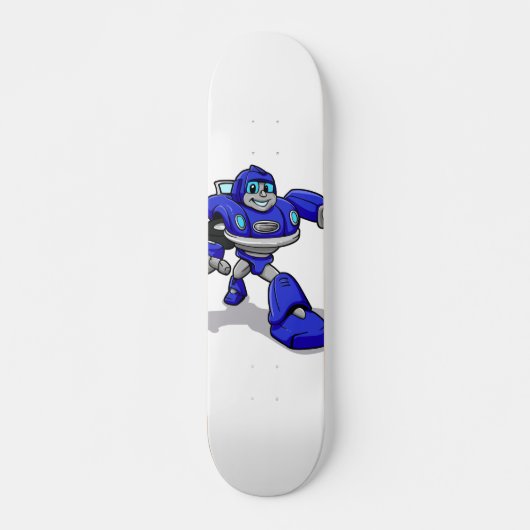 Blauwe robot voor kinderen - Kies achtergrondkleur Skateboard (Voorkant)