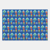 Blauwe Robots Cool Custom Kids Verjaardagsfeest Inpakpapier Vel (Voorkant)