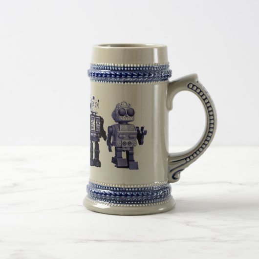 blauwe robots stein bierpul (Rechts)