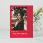 Blauwe rode Confetti Afstuderen Aankondiging (Staand voorkant)