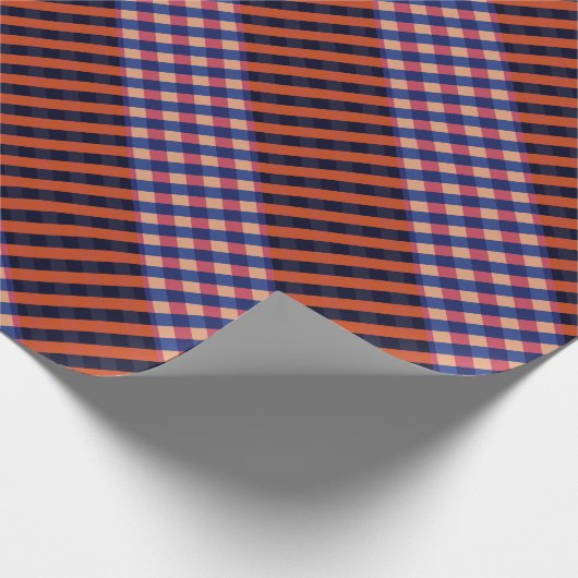 Blauwe, rode en crèmestrepen cadeaupapier (Hoek)