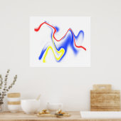Blauwe rode gele rog 1 poster (Keuken)