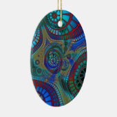 Blauwe rode groene fracties Moderne Kunst Keramisch Ornament (Rechts)