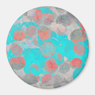 Blauwe rode kunst van romantisch bloempatroon / bl magneet