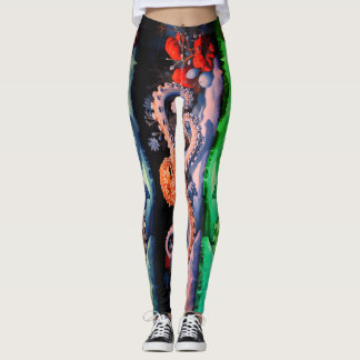 Blauwe rode octopus leggings