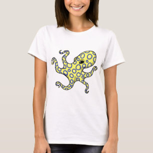 Blauwe rode octopus t-shirt