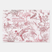  Blauwe Rode Vogels Bloemen Frans Script Inpakpapier Vel (Voorkant 2)