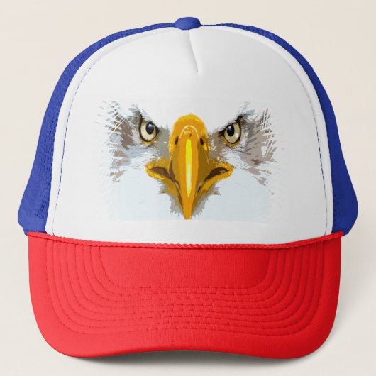  Blauwe Rode Witte Eagle Pop Kunst Trucker Pet (Voorkant)