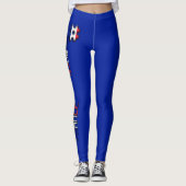 Blauwe rode witte vlag leggings (Voorkant)