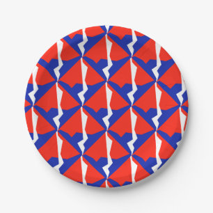 Blauwe rode witte vlag papieren bordje