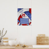 blauwe rode witvolleybalplofoto poster (Keuken)