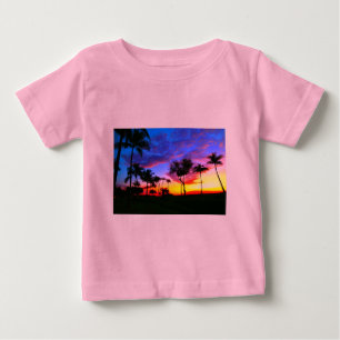 Blauwe Rode Zonnezon Exotische Hawaiian Beach Palm