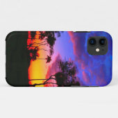 Blauwe Rode Zonnezon Exotische Hawaiian Beach Palm Case-Mate iPhone Case (Achterkant (horizontaal))