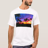Blauwe Rode Zonnezon Exotische Hawaiian Beach Palm T-shirt (Voorkant)