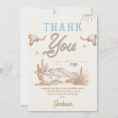 Blauwe  Rodeo Verjaardag Dank u kaart (Voorkant)