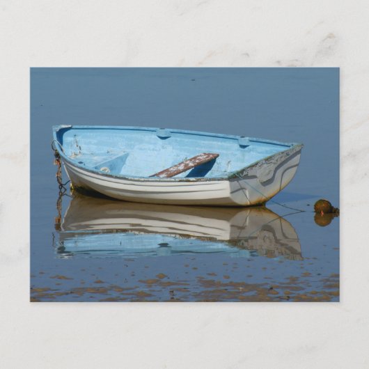 Blauwe roeiboot briefkaart (Voorkant)