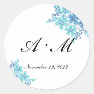 Blauwe roemeense sticker voor monogram bruiloft