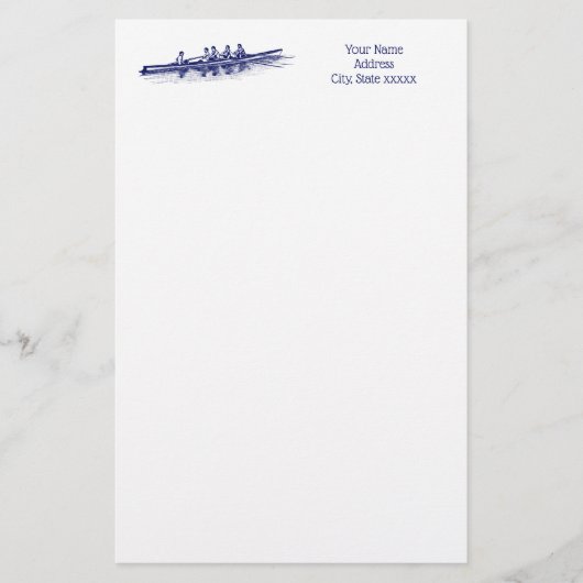 Blauwe roerroeiers, team voor watersport briefpapier (Voorkant)