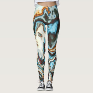 Blauwe Roest Marmer Stroom Leggings