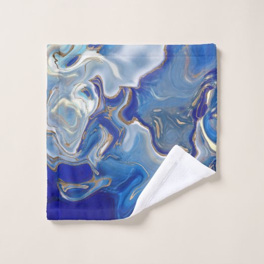 Blauwe rog Vloeibare marmer Bad Handdoek (Wasdoekje)