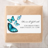 Blauwe romantische vlinders. Adres van de bruiloft Etiket (Insitu)