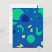 Blauwe Ronde Gelukkig Ge Lucky Briefkaart (Voorkant / Achterkant)