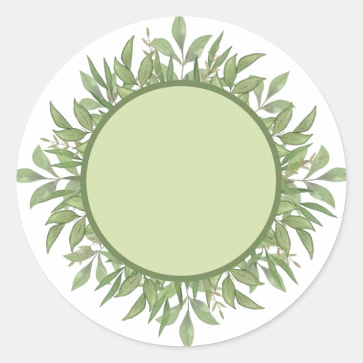 Blauwe ronde waterverf groene bladeren Spice-karab Ronde Sticker (Voorkant)